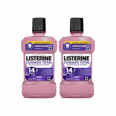 KIT COM 2 ANTISSéPTICOS BUCAL LISTERINE CUIDADO TOTAL 500ML