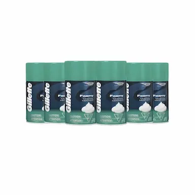 KIT COM 6 ESPUMAS DE BARBEAR GILLETTE FOAMY MENTOL 175G
