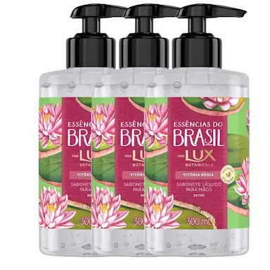 KIT COM 3 SABONETES LíQUIDO LUX ESSêNCIAS DO BRASIL VITóRIA RéGIA 300ML