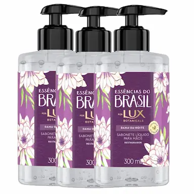 KIT COM 3 SABONETES LíQUIDO PARA AS MãOS LUX ESSêNCIAS DO BRASIL DAMA DA NOITE 300ML