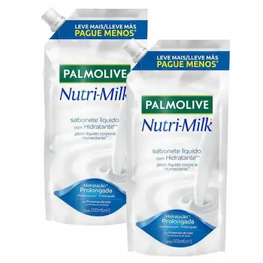 KIT 2 SABONETES LíQUIDO PALMOLIVE NUTRI-MILK HIDRATANTE REFIL 500ML