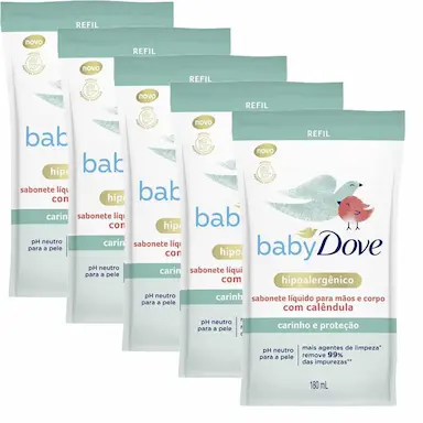 KIT 5 REFIL SABONETE LíQUIDO BABY DOVE CARINHO E PROTEçãO 180ML
