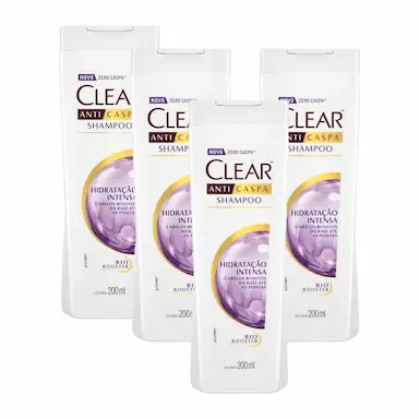 KIT 4 SHAMPOOS ANTICASPA CLEAR WOMEN HIDRATAçãO INTENSA 200ML