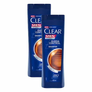 KIT 2 SHAMPOOS CLEAR MEN ANTICASPA QUEDA CONTROL 400ML