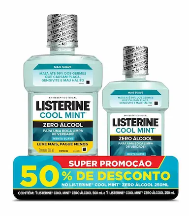 KIT ANTISSéPTICO BUCAL LISTERINE COOL MINT ZERO 500+250ML
