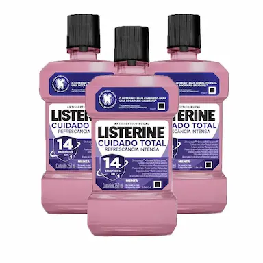 KIT COM 3 ANTISSéPTICOS BUCAL LISTERINE CUIDADO TOTAL 250ML