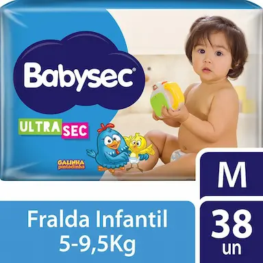 FRALDA BABYSEC GALINHA PINTADINHA ULTRASEC MEGA TAMANHO M 38 UNIDADES