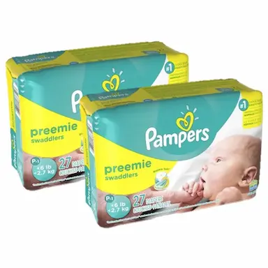 KIT COM 2 FRALDAS PAMPERS PREMATURO PREEMIE SWADDLERS JUMBO 54 UNIDADES