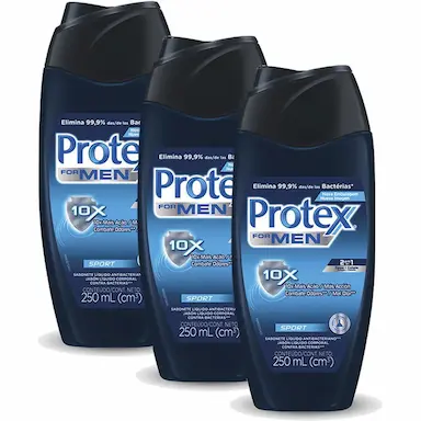 KIT SABONETE LíQUIDO PROTEX MEN SPORT 250ML COM 3 UNIDADES