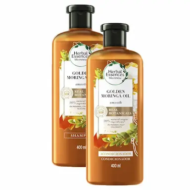 KIT SHAMPOO + CONDICIONADOR HERBAL ESSENCES BIO RENEW ÓLEO DE MORINGA DOURADO 400ML