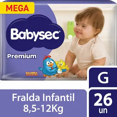 FRALDA BABYSEC GALINHA PINTADINHA PREMIUM TAMANHO G 26 UNIDADES