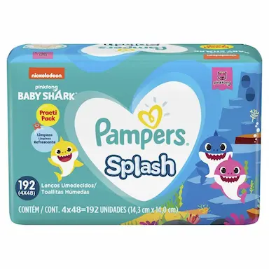 LENçOS UMEDECIDOS PAMPERS SPLASHERS BABY SHARK 192 UNIDADES