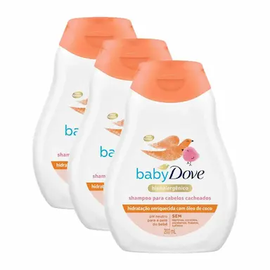 KIT 3 SHAMPOOS BABY DOVE CABELOS CACHEADOS 200ML