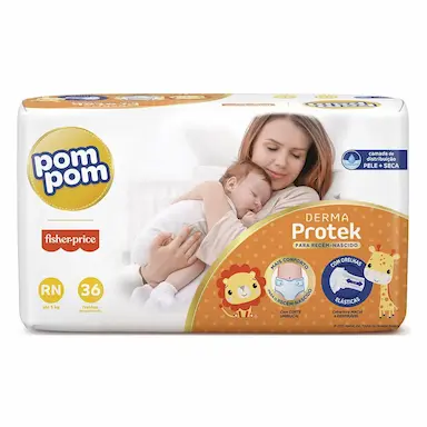 FRALDA POM POM DERMA PROTEK JUMBO RN COM 36UN