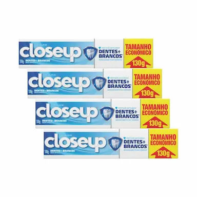 KIT 4 CREMES DENTAIS CLOSEUP MENTA REFRESCANTE DENTES + BRANCOS 130G CADA