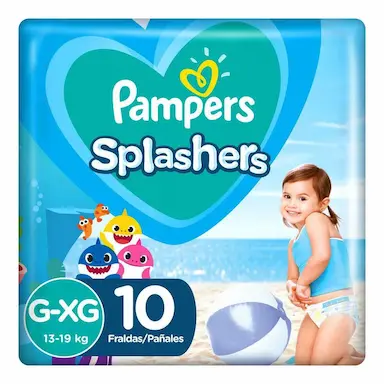 FRALDA PARA ÁGUA PAMPERS SPLASHERS BABY SHARK G-XG 10 UNIDADES