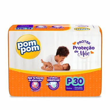 FRALDA POM POM PROTEK PROTEçãO DE MãE JUMBO P COM 30UN