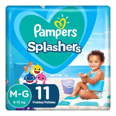 FRALDA PARA ÁGUA PAMPERS SPLASHERS BABY SHARK M-G 11 UNIDADES