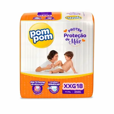 FRALDA POM POM PROTEK PROTEçãO DE MãE JUMBO XXG COM 18UN