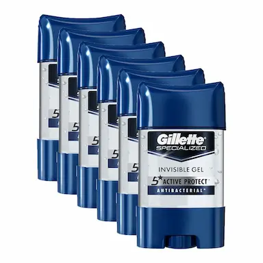KIT 6 DESODORANTES GILLETTE ANTITRANSPIRANTE CLEAR GEL ANTIBACTERIAL 82G