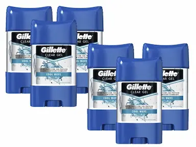 KIT COM 6 DESODORANTES GILLETTE ANTITRANSPIRANTE CLEAR GEL COOL WAVE 82G