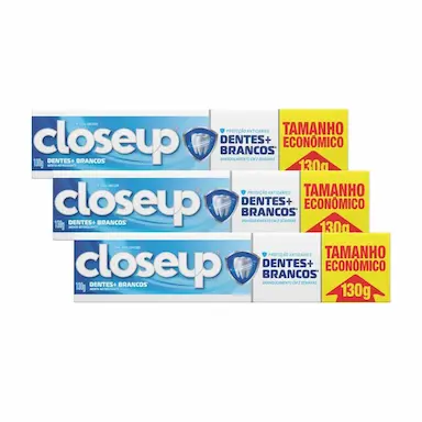 KIT 3 CREMES DENTAIS CLOSEUP MENTA REFRESCANTE DENTES + BRANCOS 130G CADA