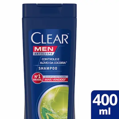 SHAMPOO ANTICASPA CLEAR MEN CONTROLE E ALíVIO DA COCEIRA 400ML
