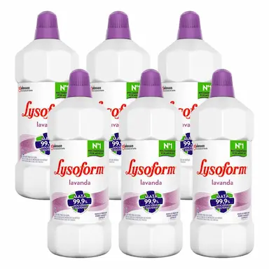 KIT COM 6 DESINFETANTES LYSOFORM USO GERAL LAVANDA 1L CADA