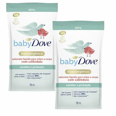 KIT 2 REFIL SABONETE LíQUIDO BABY DOVE CARINHO E PROTEçãO 180ML