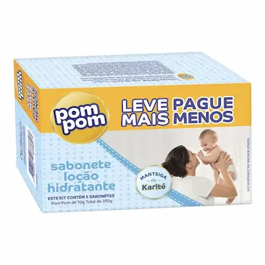 KIT SABONETE EM BARRA POM POM COM 5UN DE 70G