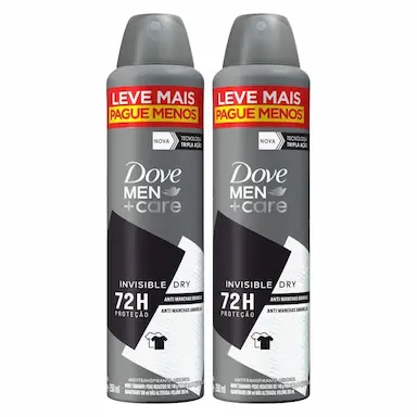 KIT 2 DESODORANTES ANTITRANSPIRANTES AEROSSOL DOVE MEN INVISIBLE DRY 250ML CADA