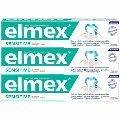 KIT C/ 3 CREMES DENTAL ELMEX SENSITIVE 110G