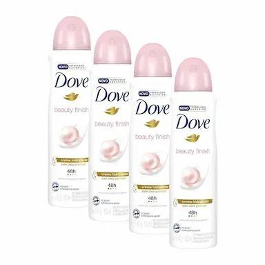 KIT 4 DESODORANTES ANTITRANSPIRANTE MAGNóLIA E JASMIM DOVE BEAUTY FINISH 150ML CADA