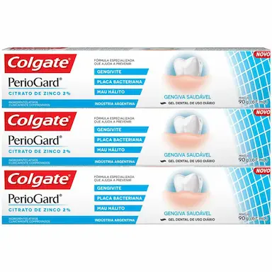 KIT CREME DENTAL COLGATE PERIOGARD 90G COM 3 UNIDADES