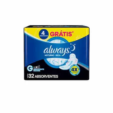 Absorvente Always Noites Tranquilas Seca com abas 32 Unidades