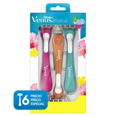 APARELHO DE DEPILAçãO GILLETTE VENUS TROPICAL COM 6 UNIDADES