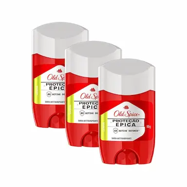 KIT 3 DESODORANTE EM BARRA OLD SPICE PROTEçãO ÉPICA LENHA 50G