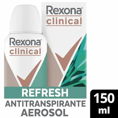 DESODORANTE ANTITRANSPIRANTE AEROSSOL REXONA CLINICAL REFRESH 150ML