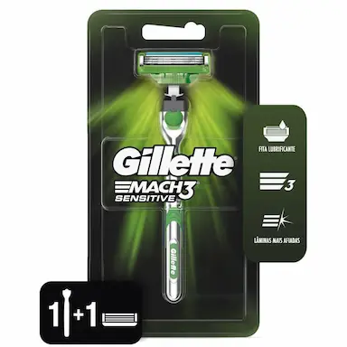 APARELHO DE BARBEAR GILLETTE MACH3 SENSITIVE + 1 CARGA