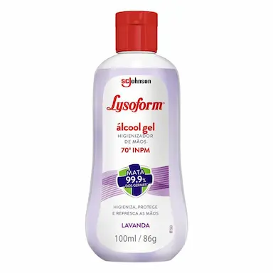 ÁLCOOL EM GEL LYSOFORM HIGIENIZADOR PARA AS MãOS LAVANDA 100ML