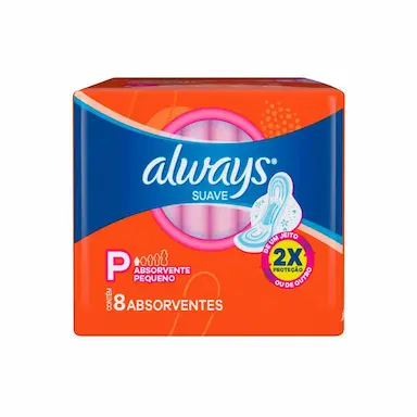 ABSORVENTE ALWAYS SUPER PROTEçãO SUAVE COM ABAS 8 UNIDADES