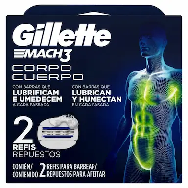 CARGA PARA APARELHO DE BARBEAR GILLETTE MACH3 CORPO 2 UNIDADES