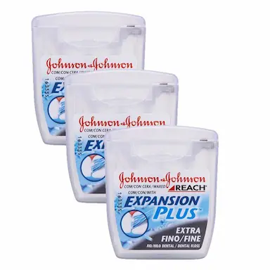 KIT 3 FIOS DENTAIS J&amp;amp;J REACH EXPANSION PLUS EXTRA FINO 50M