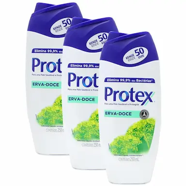 KIT SABONETE LíQUIDO PROTEX ERVA DOCE 250ML COM 3 UNIDADES