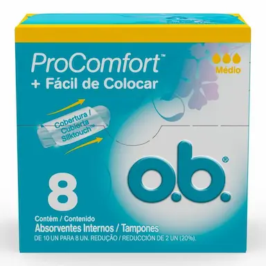 ABSORVENTE INTERNO OB PROCOMFORT MéDIO C/ 8 UNIDADES