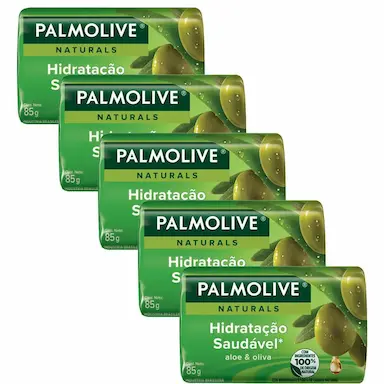KIT 5 SABONETES EM BARRA PALMOLIVE NATURALS HIDRATAçãO SAUDáVEL 85G