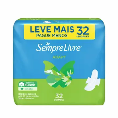 ABSORVENTE EXTERNO SEMPRE LIVRE ADAPT COBERTURA SUAVE 32 UNIDADES