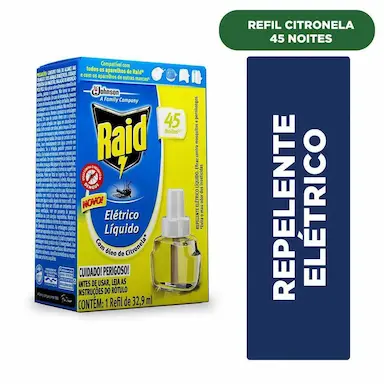 REPELENTE ELéTRICO RAID LíQUIDO ÓLEO DE CITRONELA 32,9ML REFIL