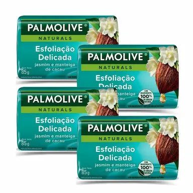KIT 4 SABONETES EM BARRA PALMOLIVE NATURALS ESFOLIAçãO DELICADA 85G