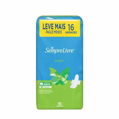 ABSORVENTE EXTERNO SEMPRE LIVRE ADAPT COBERTURA SUAVE COM ABAS 16 UNIDADES